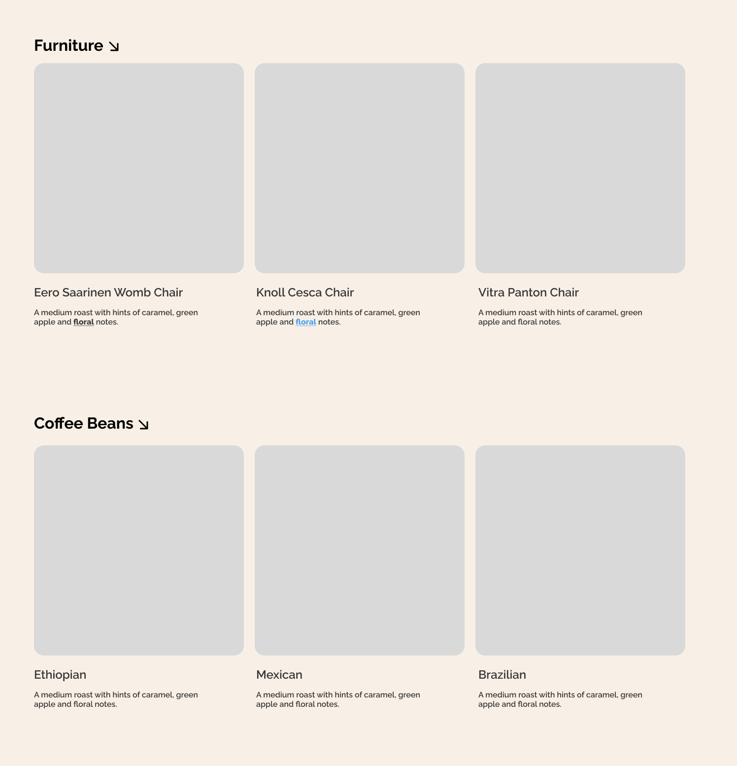 Figma layout prototype for catalogue page