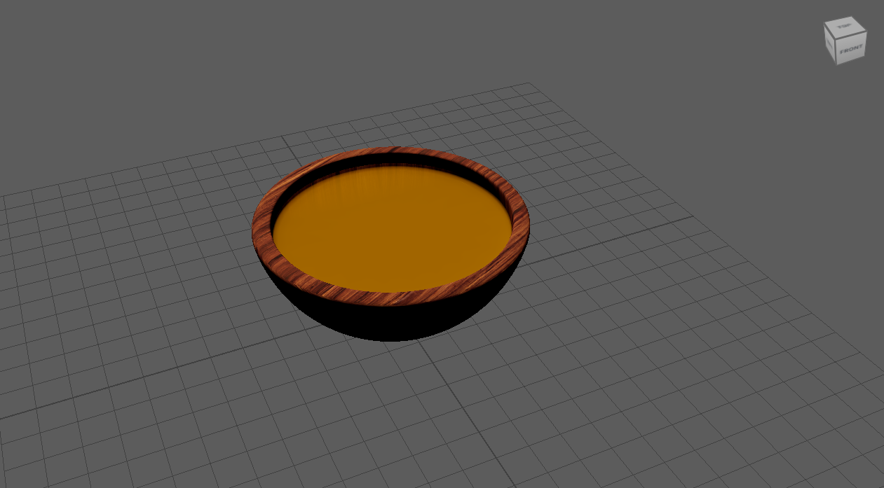 3D model of a bowl containing soup
