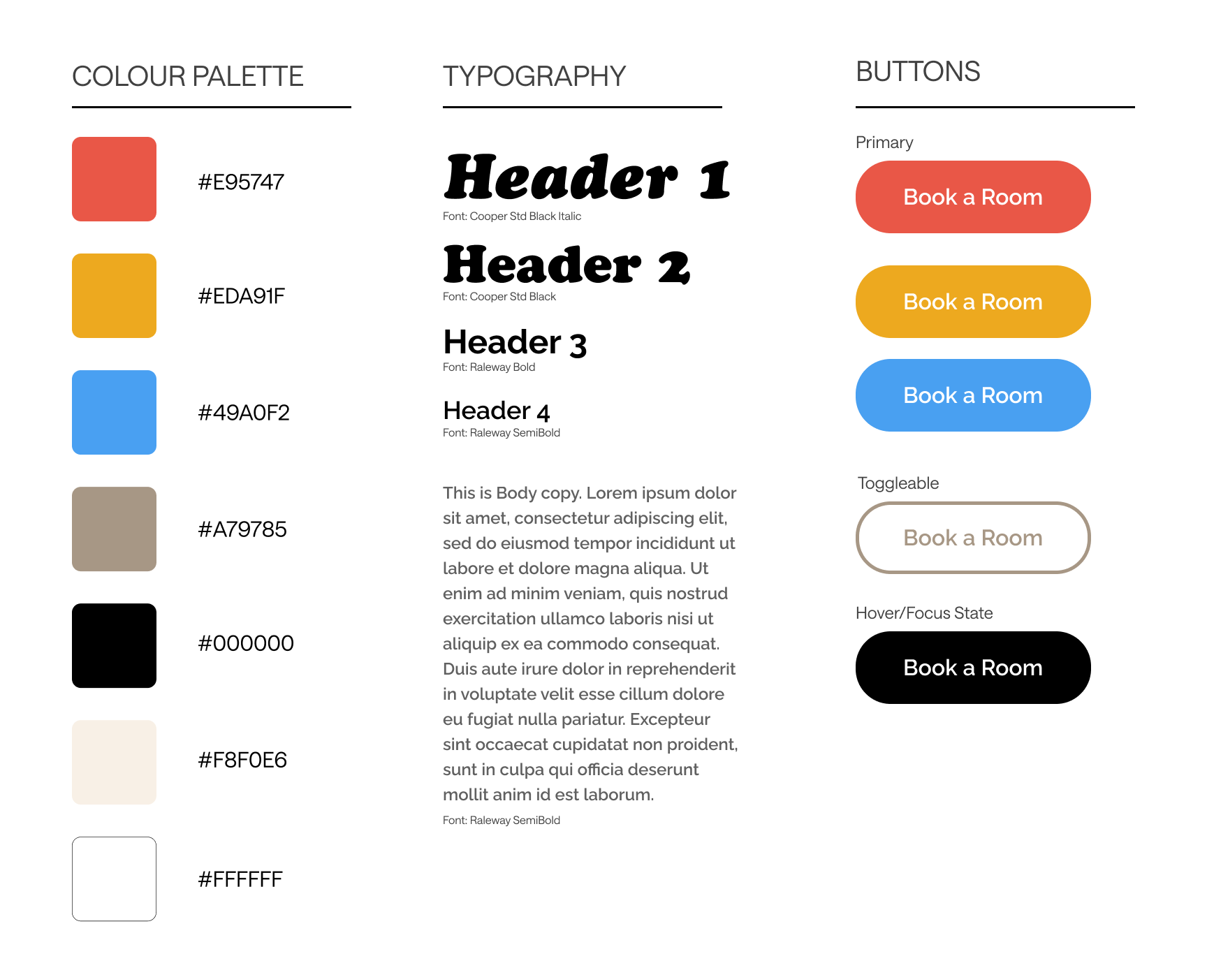 The styleguide for Roaster's Roost